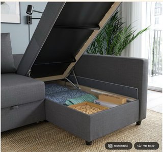Sofá Cama Chaise Longue Gris