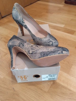 Zapatos de tacón Fosco grises y plateados talla 37