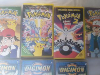 Lote 7 Películas VHS Pokémon y Digimon