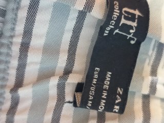 Pantalón Zara rayas azul y gris