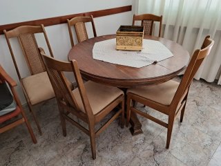 Mesa comedor extensible madera + 5 sillas