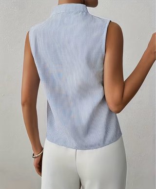 Blusa de rayas azul y blanco