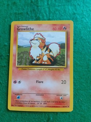 Carta Pokémon Growlithe Base Set Original Inglés