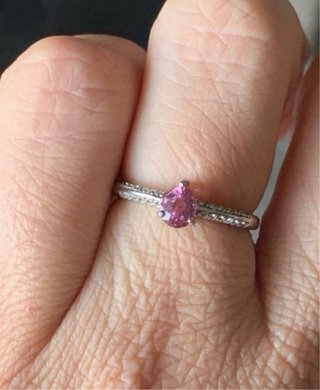 Anillo Plata Espinela Rosa Corte Pera