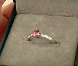 Anillo Plata Espinela Rosa Corte Pera