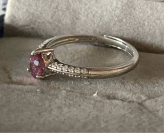 Anillo Plata Espinela Rosa Corte Pera