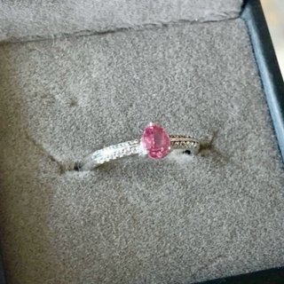 Anillo Plata Espinela Rosa Corte Pera