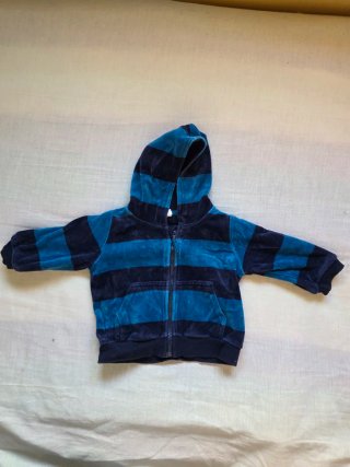 Sudadera con capucha bebé rayas azul marino