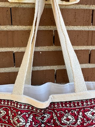Bolso Tote Beige y Rojo