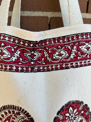 Bolso Tote Beige y Rojo