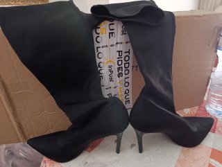 Botas Mango tacón alto negras