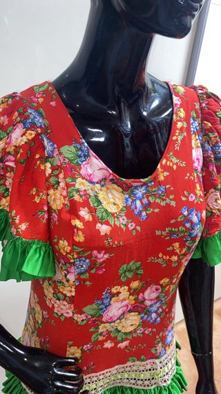 Traje Flamenca Rojo y Verde Talla Única