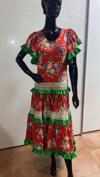 Traje Flamenca Rojo y Verde Talla Única