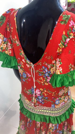 Traje Flamenca Rojo y Verde Talla Única