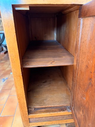 Scrivania d'epoca in legno con piano in pelle