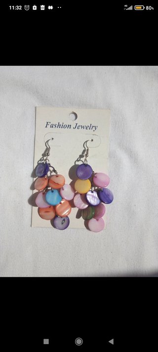 Pendientes de conchas multicolor