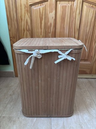 Cesto Baúl Bambú Tapa Madera
