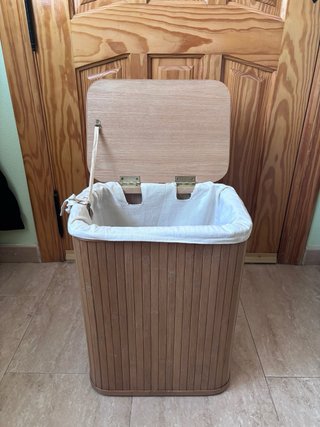Cesto Baúl Bambú Tapa Madera
