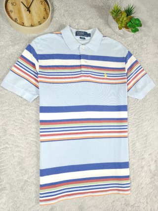 Polo Ralph Lauren a righe azzurro bianco uomo