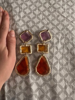 Pendientes largos piedras colores