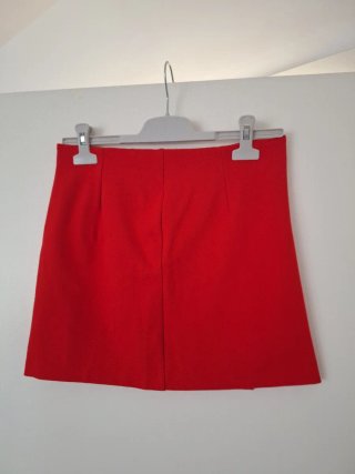 Falda mini roja de cintura alta mujer