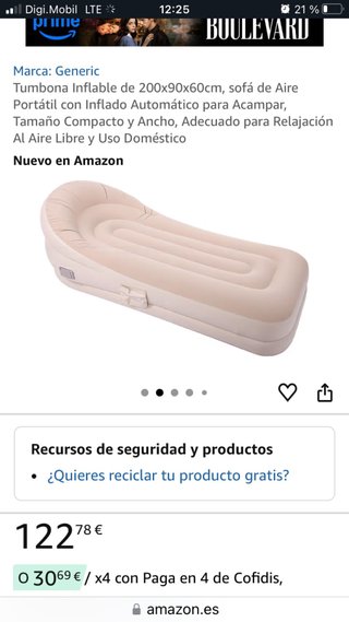 Tumbona hinchable de plástico