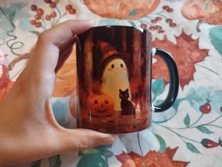 Tazza Halloween Fantasma Gatto Zucca
