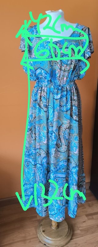 Vestido Boho Chic Paisley Turquesa XXL