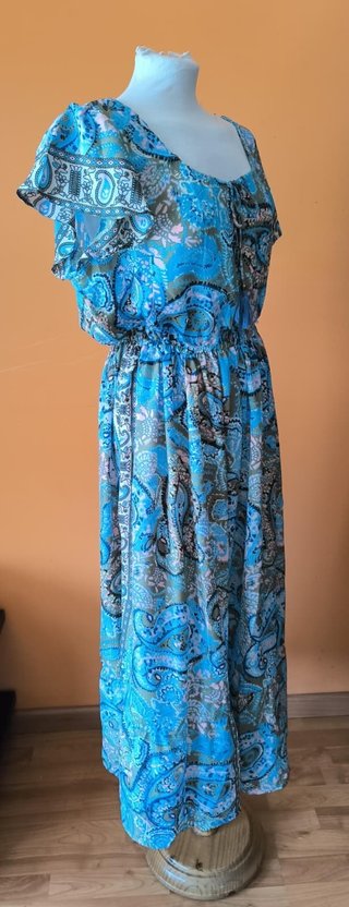 Vestido Boho Chic Paisley Turquesa XXL