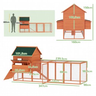 Gallinero Grande Madera Exterior con 2 Nidos