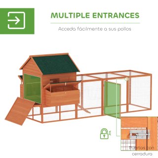 Gallinero Grande Madera Exterior con 2 Nidos