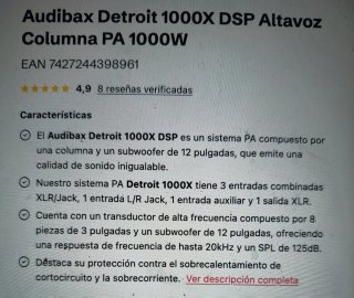 Altavoces Columna PA 1000W Negro (2 Unidades).
