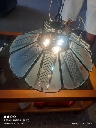 Lámpara de techo cristal y metal