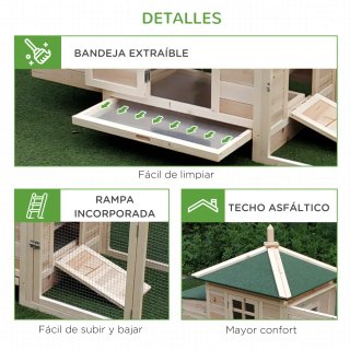 Gallinero Exterior Madera con Jaula