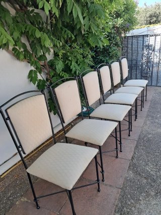 Mesa y 6 Sillas Hierro Forjado