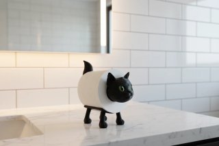Suporte Papel Higiénico Gato Preto