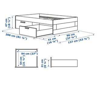 Estructura de cama individual con cajones