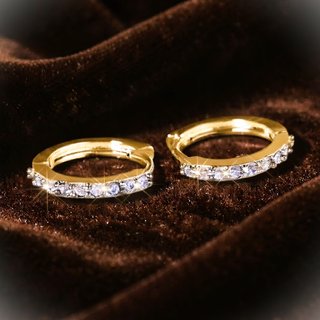 Pendientes Aro Huggies Chapado Oro 18K  Circonita