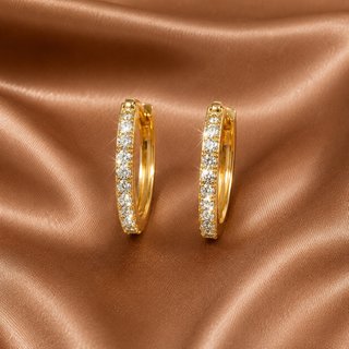 Pendientes Aro Huggies Chapado Oro 18K  Circonita