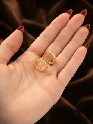 Pendientes Aro Huggies Chapado Oro 18K  Circonita