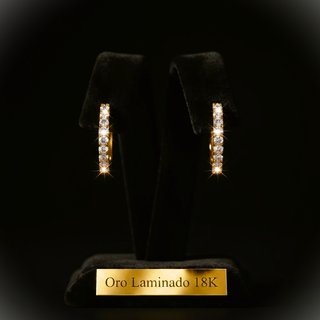 Pendientes Aro Huggies Chapado Oro 18K  Circonita
