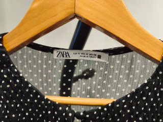 Vestido marrón Zara lunares manga larga