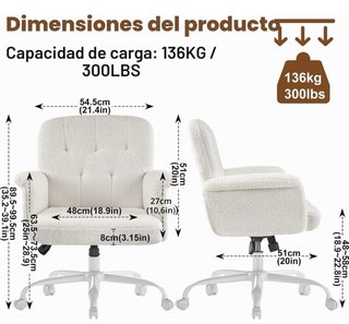Silla de escritorio giratoria blanca