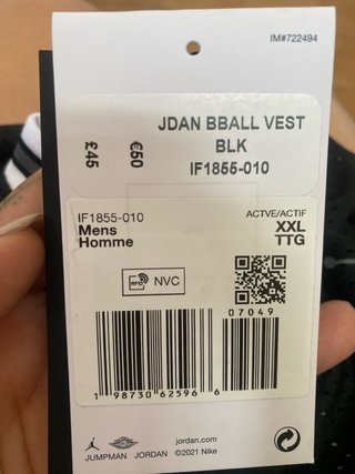Camiseta Jordan Talla XXL Negra