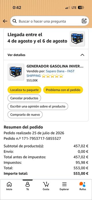 Generador Gasolina H3000i NUEVO
