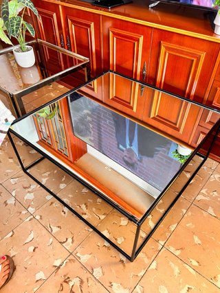 Mesa de centro cristal y metal