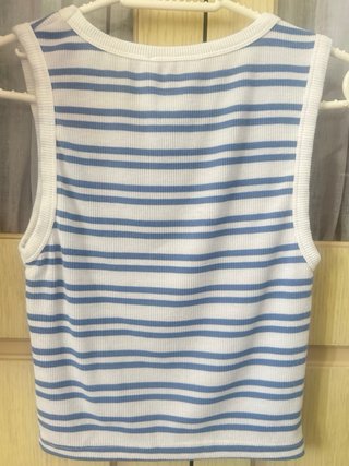 Pull&Bear Top Rayas Azul Blanco Talla S