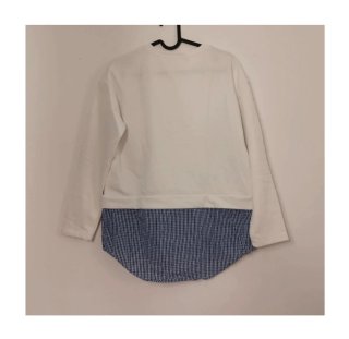 Sudadera blanca con efecto camisa cuadros