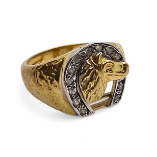 Anillo Oro 18kt Herradura y Caballo