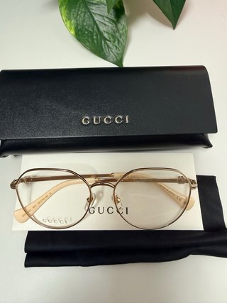 Occhiali da vista Gucci oro e beige